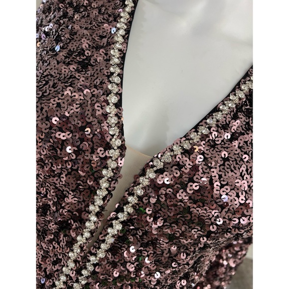 SOIEBLU Stunning  Mocha sequin body con dress S M L XL - Picture 3 of 8